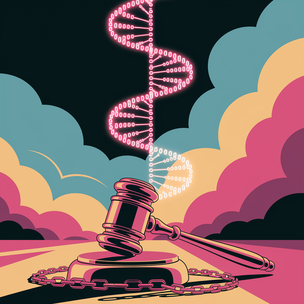 Met AI gegenereeerde afbeelding. Prompt: " Vector art of dreams, data and the law"